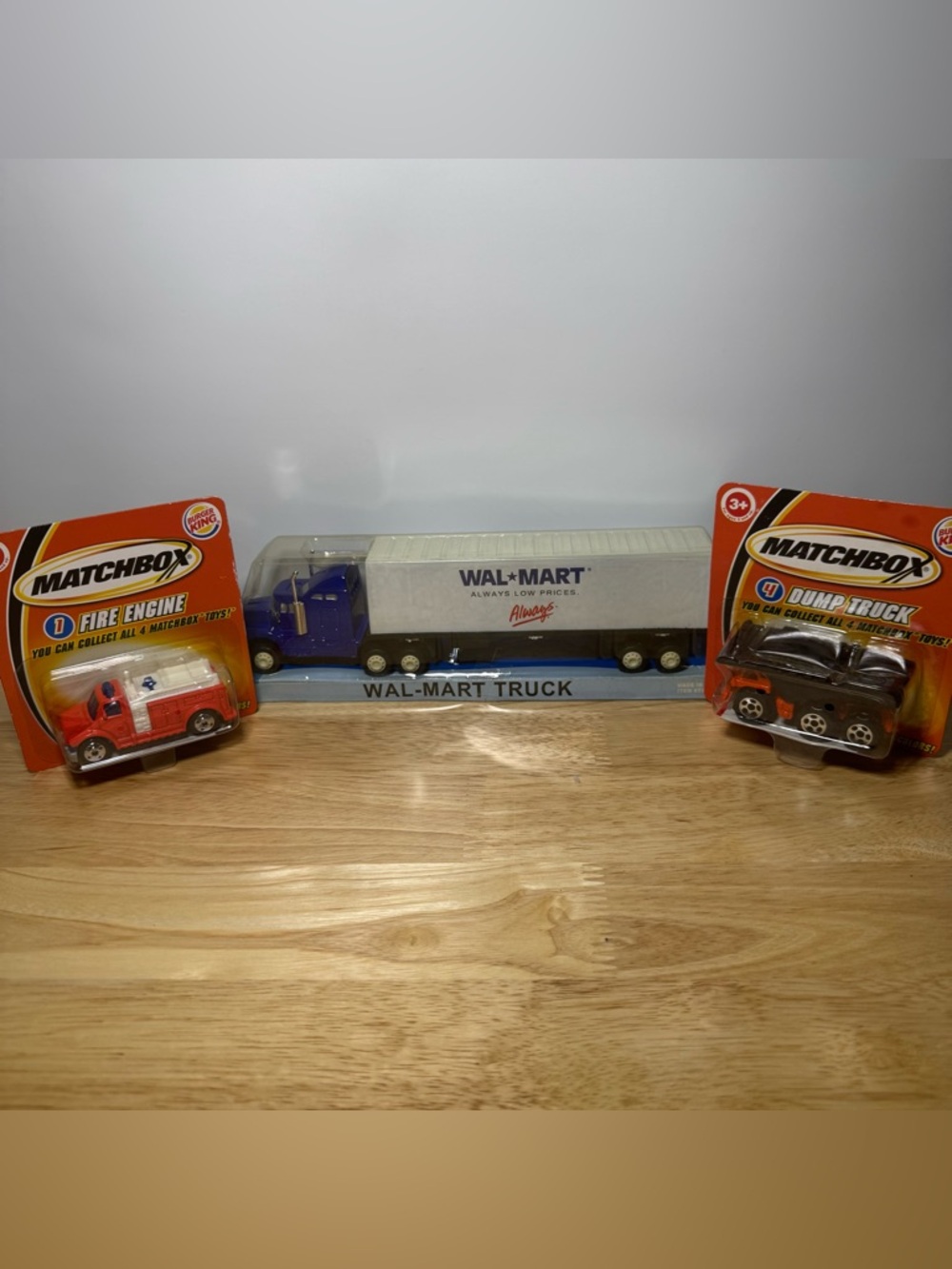 Lot of 3 Walmart Semi Matchbox Burger King Dump Truck & Fire Engine Collectible